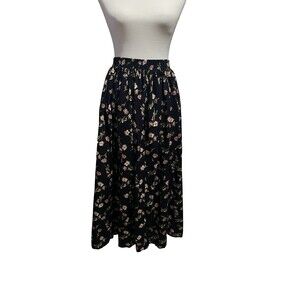 🔥 TOUCHÉ LA Black Floral Maxi Skirt Sz 30 GUC ! 🔥
